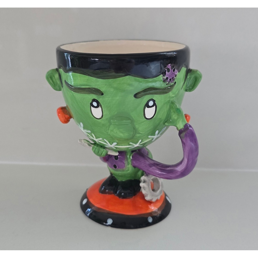 Frankenstein Monster Ceramic 3D Coffee Mug Halloween Spooky Green Hand Painted
